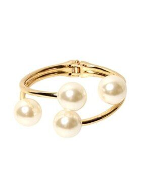 New‎ - Pearl Bangle Bracelet for Women Chunky Pearls Gold Bangle Opened Bracelet